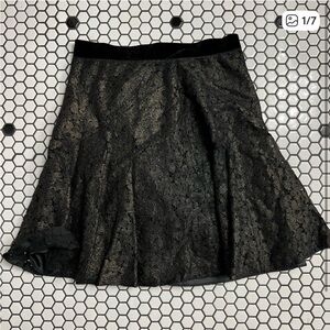 Anna Sui Black Lace A-Line Skirt